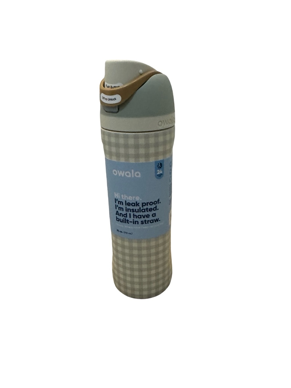 Owala FreeSip Water Bottle in Gray & White Picnic Perfection28